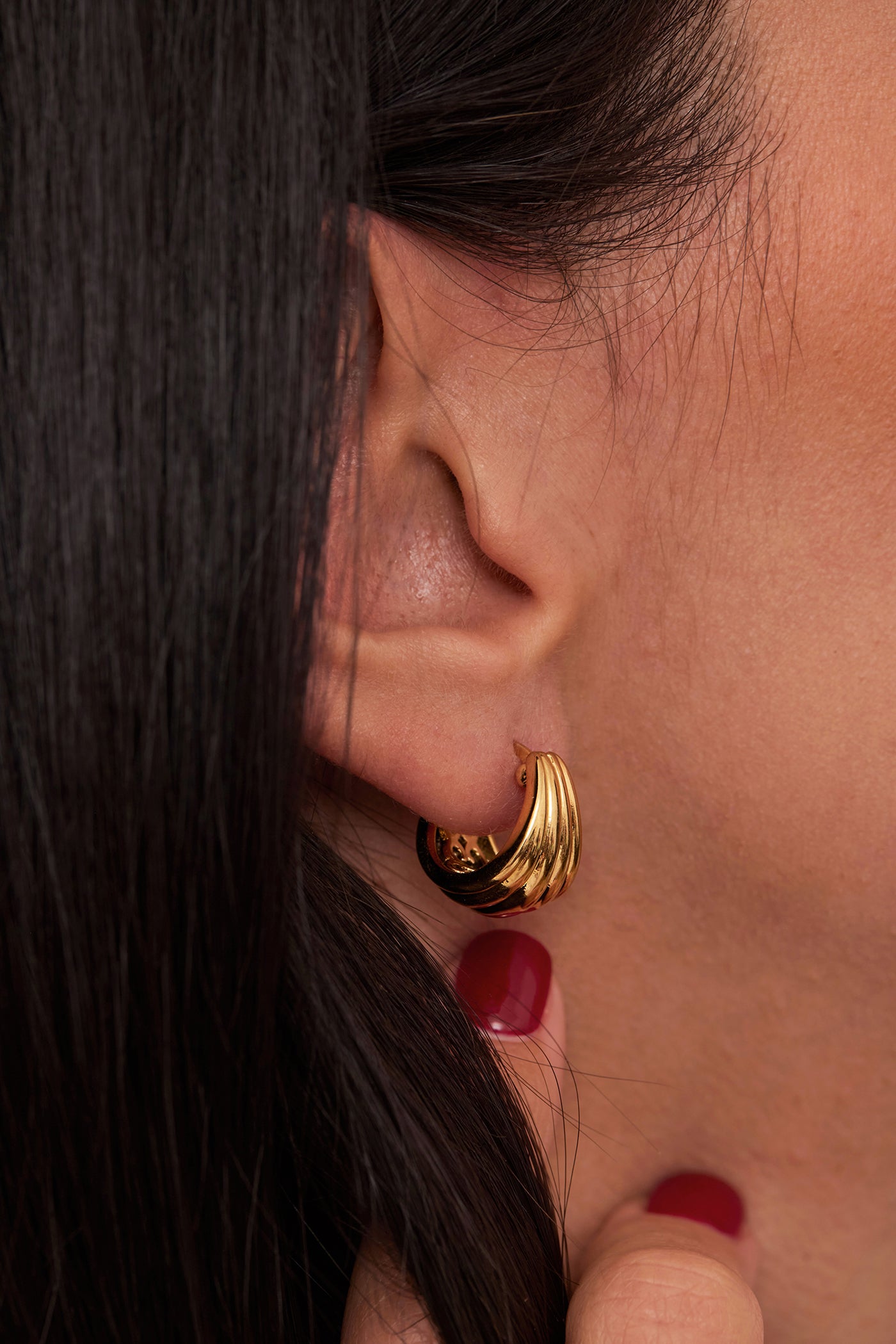 Engraved Flower Hoop Earrings